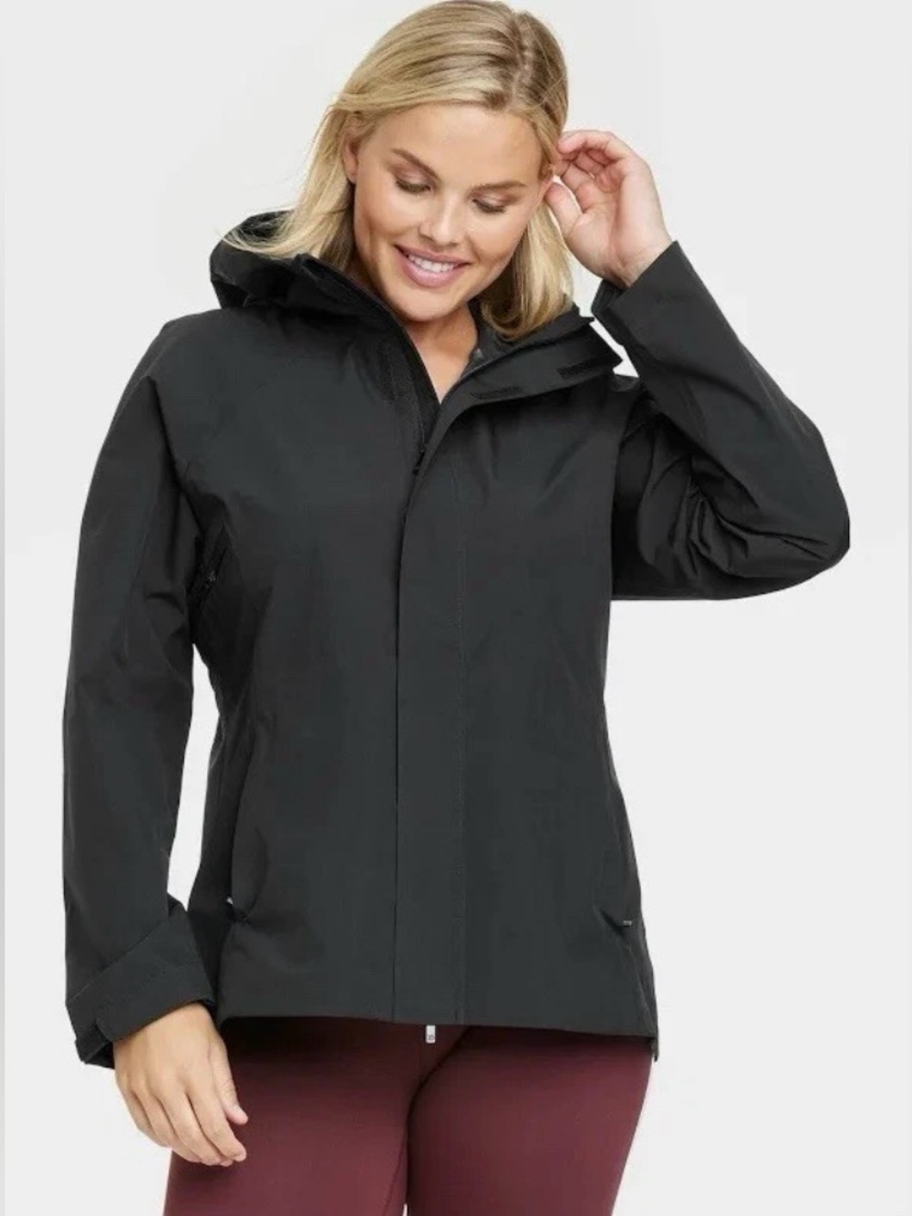 All in motion Black Hooded Rain Jacket